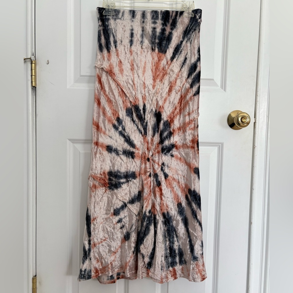 FREE PEOPLE Velvet Tie Dye Maxi Skirt
